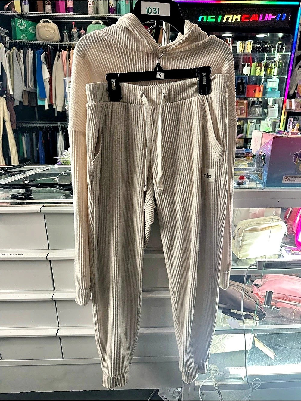 Alo muse set small pants and hoodie.